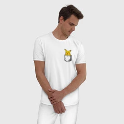 Пижама хлопковая мужская Карманный Пикачу, цвет: белый — фото 2