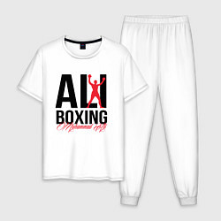 Пижама хлопковая мужская Muhammad Ali, цвет: белый
