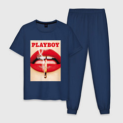 Пижама хлопковая мужская PLAYBOY, цвет: тёмно-синий