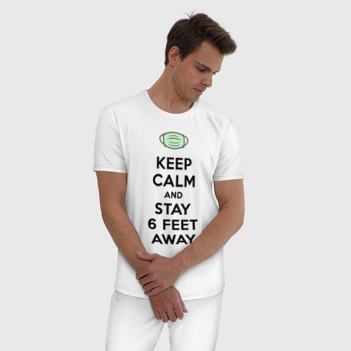Мужская пижама Keep Calm and Stay 6 Feet Away / Белый – фото 3