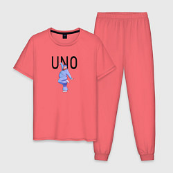 Пижама хлопковая мужская Little Big: UNO, цвет: коралловый