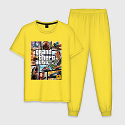 Пижама хлопковая мужская GTA5, цвет: желтый