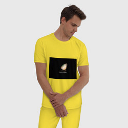 Пижама хлопковая мужская Опьять на завод, цвет: желтый — фото 2