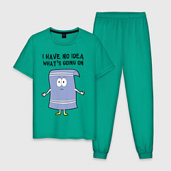 Пижама хлопковая мужская South Park, Полотенчик, цвет: зеленый