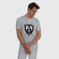 Пижама хлопковая мужская Медведь, цвет: меланж — фото 2
