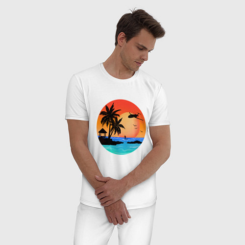Мужская пижама Закат на море / Белый – фото 3