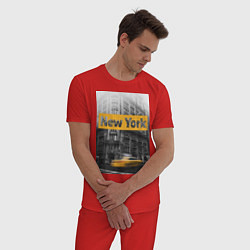 Пижама хлопковая мужская Нью-Йорк, цвет: красный — фото 2