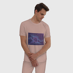 Пижама хлопковая мужская Абстрактный узор, цвет: пыльно-розовый — фото 2