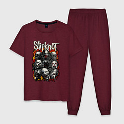 Пижама хлопковая мужская Slipknot, цвет: меланж-бордовый
