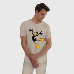 Пижама хлопковая мужская Даффи Дак, цвет: миндальный — фото 2