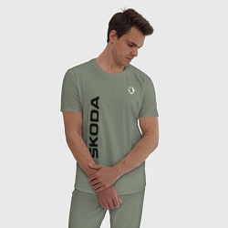 Пижама хлопковая мужская Skoda, цвет: авокадо — фото 2
