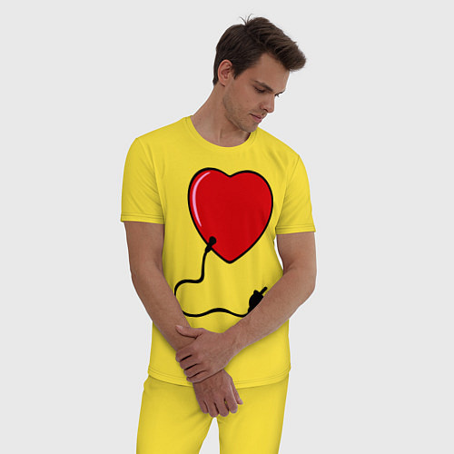 Мужская пижама Сердце вилка и розетка муж / Желтый – фото 3
