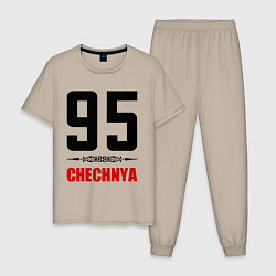Пижама хлопковая мужская 95 Chechnya, цвет: миндальный