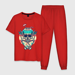 Пижама хлопковая мужская Skull Summer, цвет: красный