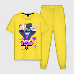 Пижама хлопковая мужская BRAWL STARS DJ FRANK, цвет: желтый
