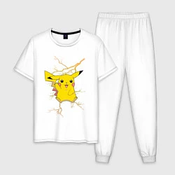 Пижама хлопковая мужская Pikachu, цвет: белый
