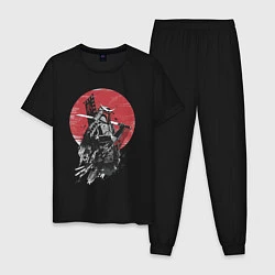 Пижама хлопковая мужская Японский самурай, цвет: черный