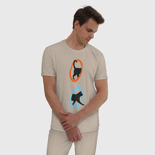 Мужская пижама Portal Cat / Миндальный – фото 3