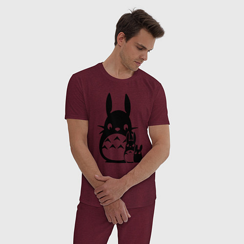 Мужская пижама Тоторо / Меланж-бордовый – фото 3