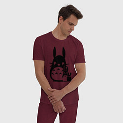 Пижама хлопковая мужская Тоторо, цвет: меланж-бордовый — фото 2