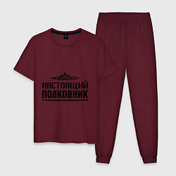 Пижама хлопковая мужская Настоящий полковник, цвет: меланж-бордовый