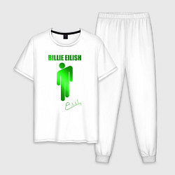 Пижама хлопковая мужская Billie Eilish автограф, цвет: белый