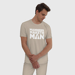 Пижама хлопковая мужская Manners maketh man, цвет: миндальный — фото 2