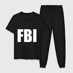 Пижама хлопковая мужская FBI, цвет: черный