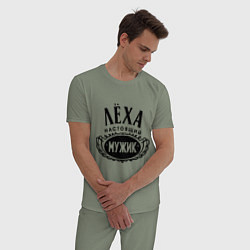 Пижама хлопковая мужская Лёха настоящий мужик, цвет: авокадо — фото 2