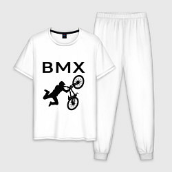 Пижама хлопковая мужская Велоспорт BMX Z, цвет: белый