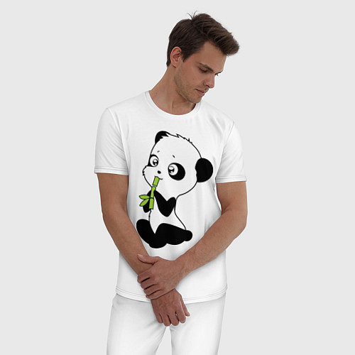 Мужская пижама Пандочка и бамбук / Белый – фото 3