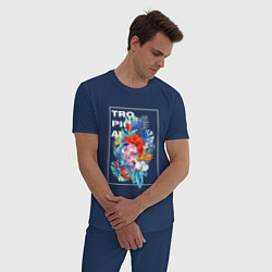 Пижама хлопковая мужская Tropical, цвет: тёмно-синий — фото 2