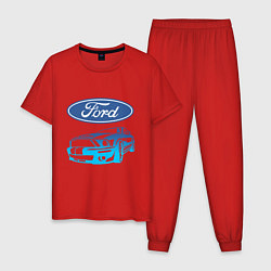 Пижама хлопковая мужская Ford Z, цвет: красный