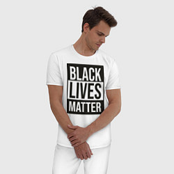 Пижама хлопковая мужская BLACK LIVES MATTER, цвет: белый — фото 2