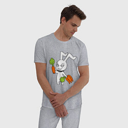 Пижама хлопковая мужская Злой заяц, цвет: меланж — фото 2