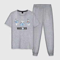 Пижама хлопковая мужская Olaf: Nice Ice цвета меланж — фото 1