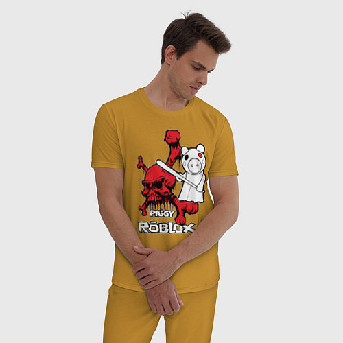 Мужская пижама Свинка Пигги из Roblox / Горчичный – фото 3
