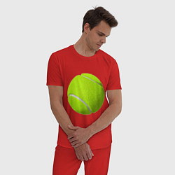 Пижама хлопковая мужская Теннис, цвет: красный — фото 2
