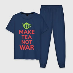 Пижама хлопковая мужская Make tea not war, цвет: тёмно-синий