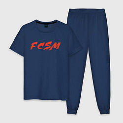 Пижама хлопковая мужская FCSM, цвет: тёмно-синий