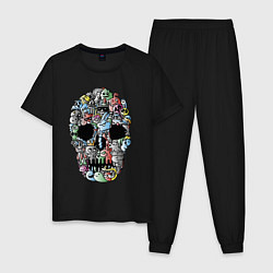 Пижама хлопковая мужская Tosh Cool skull, цвет: черный