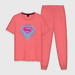 Пижама хлопковая мужская Superman, цвет: коралловый