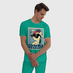 Пижама хлопковая мужская Rainbow Dash swag, цвет: зеленый — фото 2