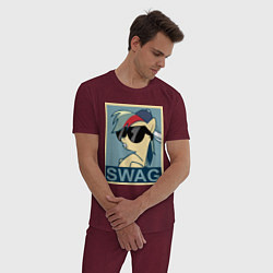 Пижама хлопковая мужская Rainbow Dash swag, цвет: меланж-бордовый — фото 2