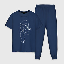Пижама хлопковая мужская Пантера, цвет: тёмно-синий