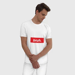 Пижама хлопковая мужская Bruh, цвет: белый — фото 2