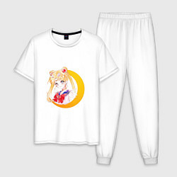 Пижама хлопковая мужская Сейлор Мун, цвет: белый