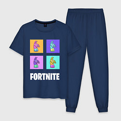 Пижама хлопковая мужская Фортнайт поп-ап, цвет: тёмно-синий