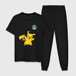 Пижама хлопковая мужская Pokemon pikachu 1, цвет: черный