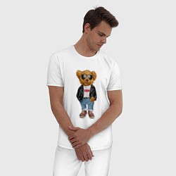 Пижама хлопковая мужская Медведь плюшевый, цвет: белый — фото 2